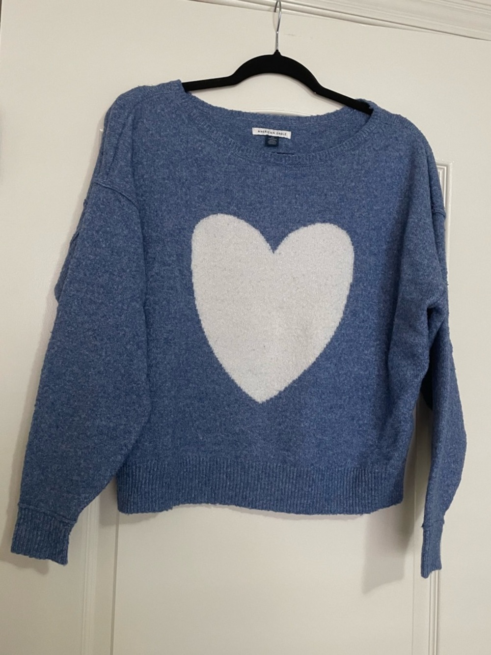 American Eagle off the Shoulder Blue Heart Sweater size XXS